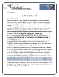 First page of the Mauser Parabellum / INTERARMS Luger certificate.