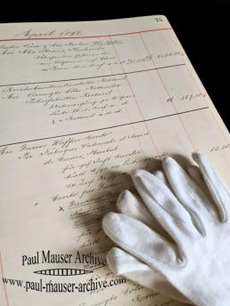 Example of original Mauser Ledger used for the Certification. All Rights Reserved.